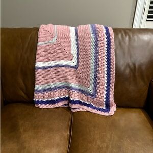 Handmade Crochet Blanket in Pink and Purple